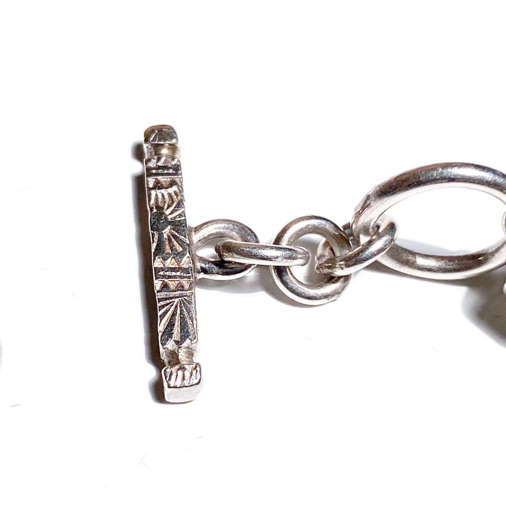 Harold Lujan Unsigned Bracelet w/ Sterling Hand Stamped Beads & Hand Cut Stones - Picture 12 of 16
